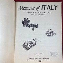 Vintage Memories of Italy Best Loved Songs Book