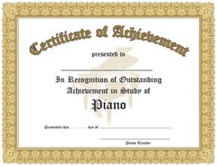 Certificate of Outstanding Participation in the Study of Piano – Publisher Ships