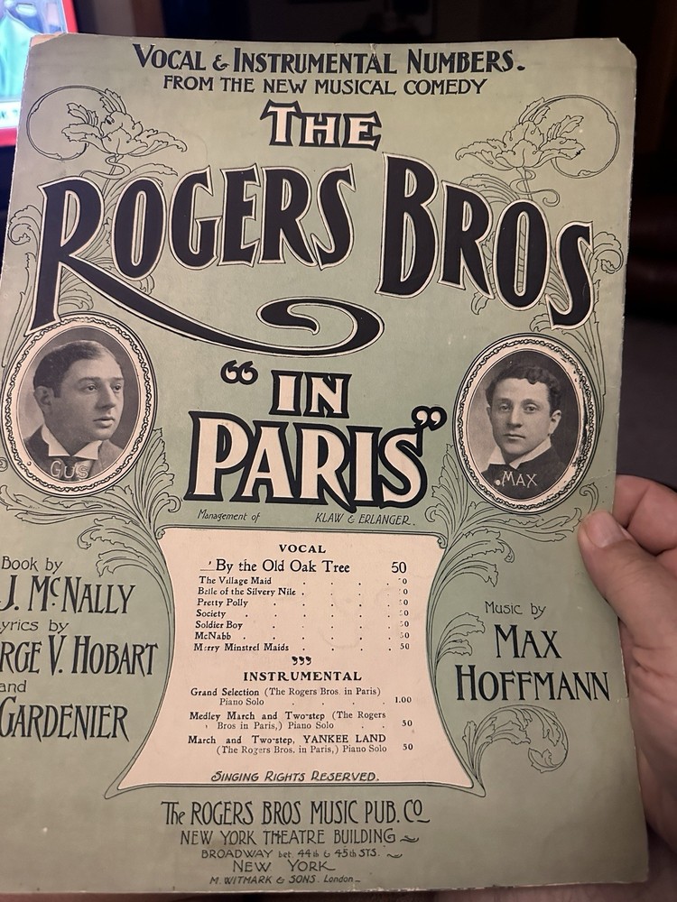 BB 1904 11×14 Revue Sheet Music THE ROGERS BROS. IN PARIS ‘By The Old Oak Tree’