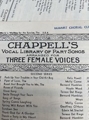 15+ Chappell&rsquo;s Vocal library of part 3 Female Voices Sheet music book – 1936
