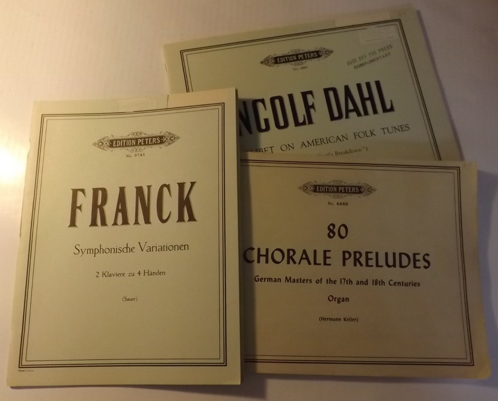 Edition Peters Organ Music Lot: Cesar Franck + Ingolf Dahl + 8o Chorale Preludes