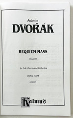 Dvorak Requiem Mass Opus 89 Music Score Solos Chorus Orchestra 10.5 x 7&Prime; K06153