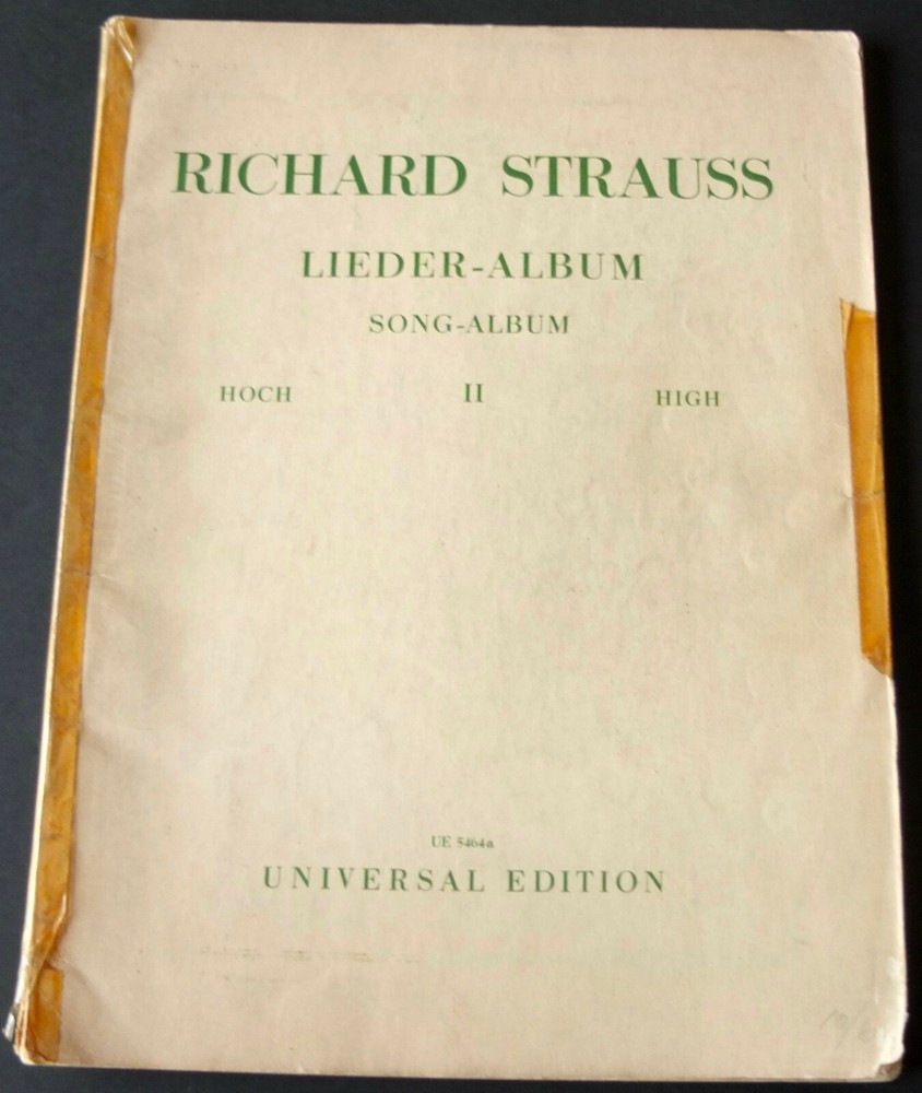 RICHARD STRAUSS LIEDER ALBUM HIGH VOICE SHEET MUSIC BOOK II (1954) AUSTRIA