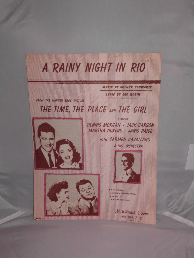 VTG Sheet Music: A Rainy Night in Rio by Schwartz & Robin 1946 M. Witmark & Sons