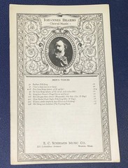 Johannes Brahms Choral Sheet Music 1924 Publ. By E. C. Schirmer Music Co. Boston