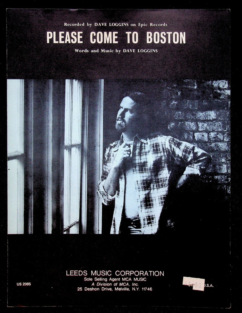 Dave Loggins 1974 Please Come to Boston Sheet Music Country Folk Pop – NM
