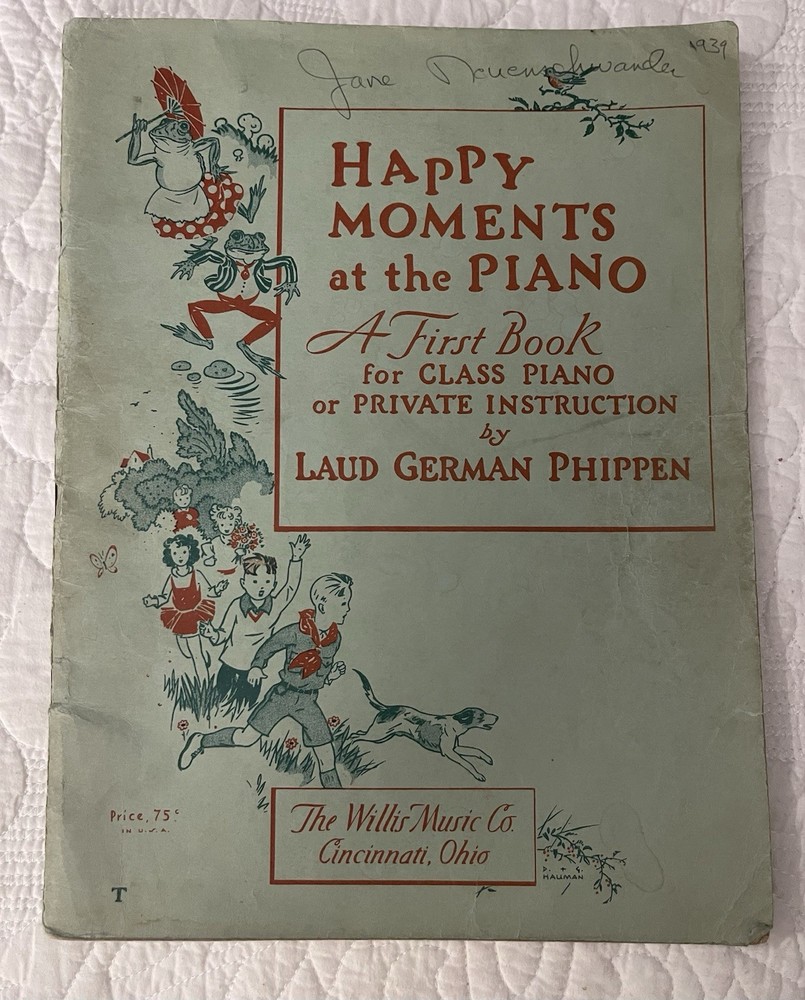 Vintage Sheet Music Happy Moments at the Piano First Book For Class Piano 1939