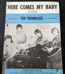 HERE COMES MY BABY Original Sheet Music Recorded by The Tremeloes (1967)