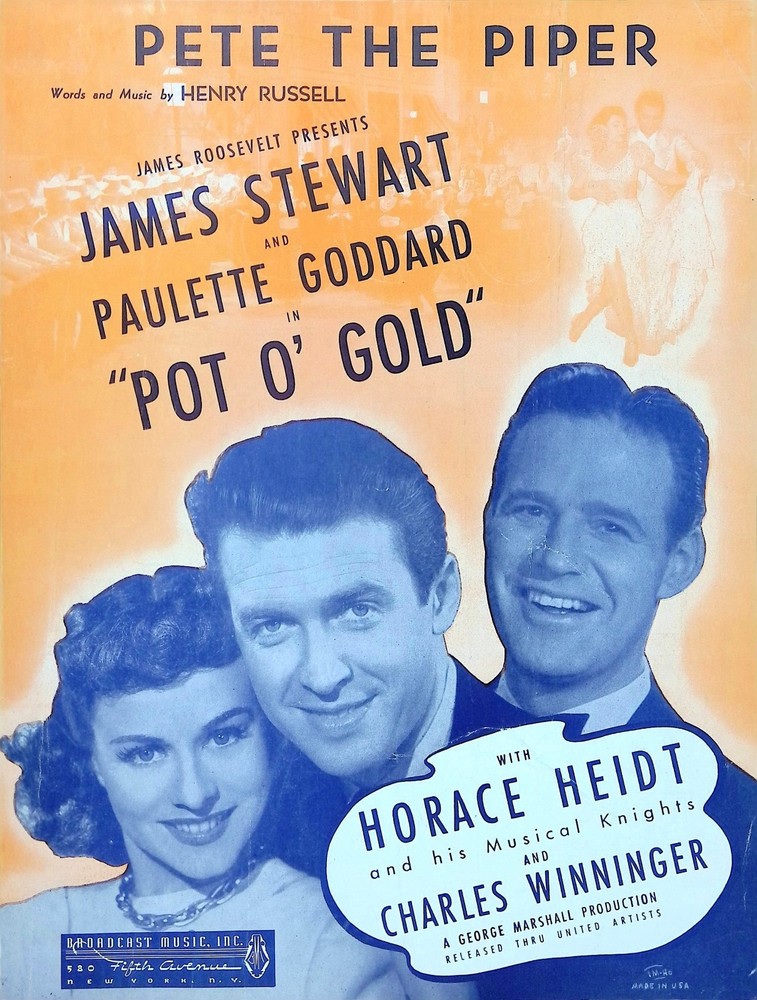 Pete The Piper Sheet Music Pot O Gold James Stewart Paulette Goddard 1941 Film