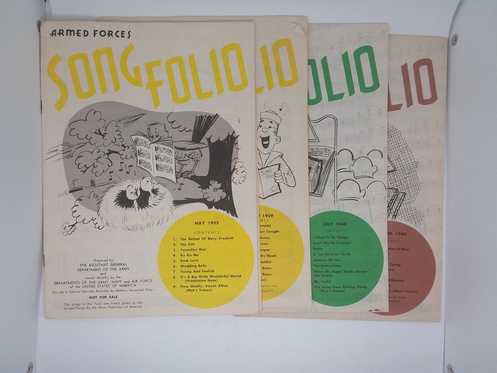 Armed Forces Song Folio Lot of 5 (1955, 1959, 1960) – Vintage Military Music Rar