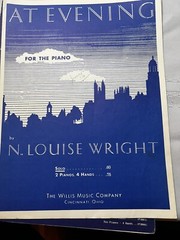 At Evening Sheet Music For The Piano, By N. Louise Wright, 1921
