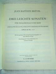 BREVAL 3 EASY SONATAS FOR CELLO & BASS INSTRUMENT Op. 40 Nos. 1-3