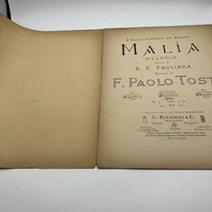 HAOLO TOSTI “MALIA” very Scarce/Rare Sheet music Paola Tosti Italy B1110