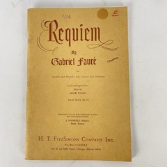 H. T. FitzSimons Fauré Requiem Vocal Score Piano Chorus Sheet Music Vtg Tan