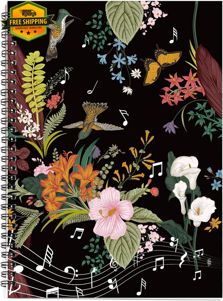 Blank Sheet Music Composition Manuscript Staff Paper Notebook 100 Pages Flora