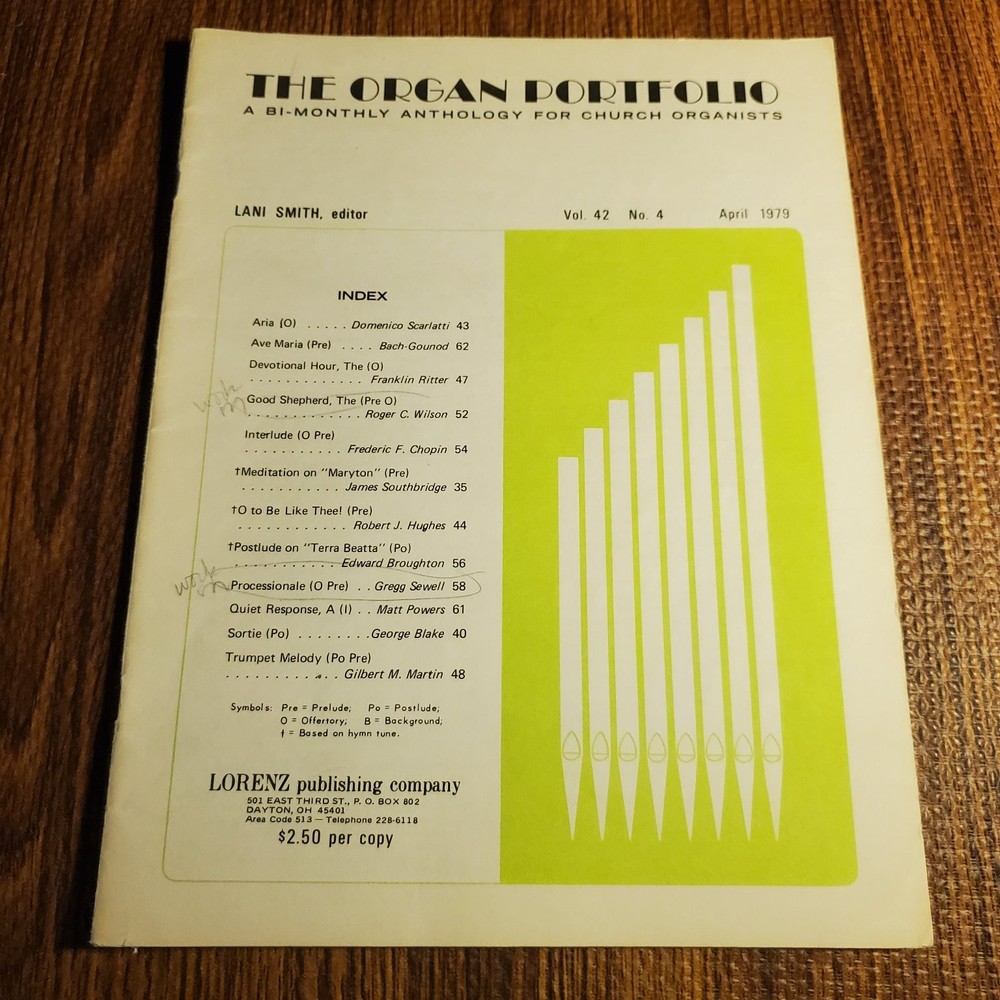The Organ Portfolio Vol 42 No 4 Vocal Selections Lorenz April 1979