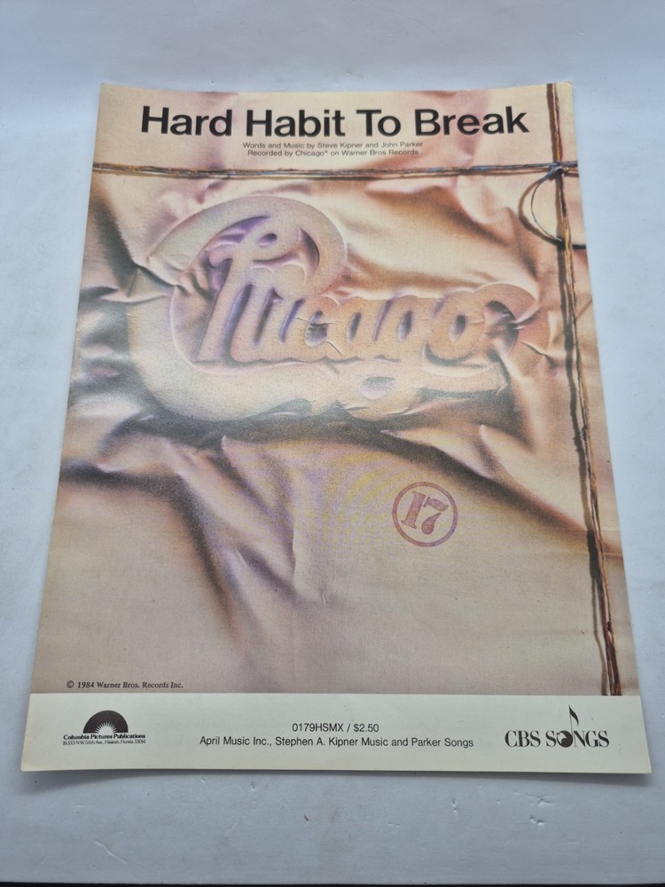 Vintage Chicago “Hard Habit To Break” Sheet Music Original 1984