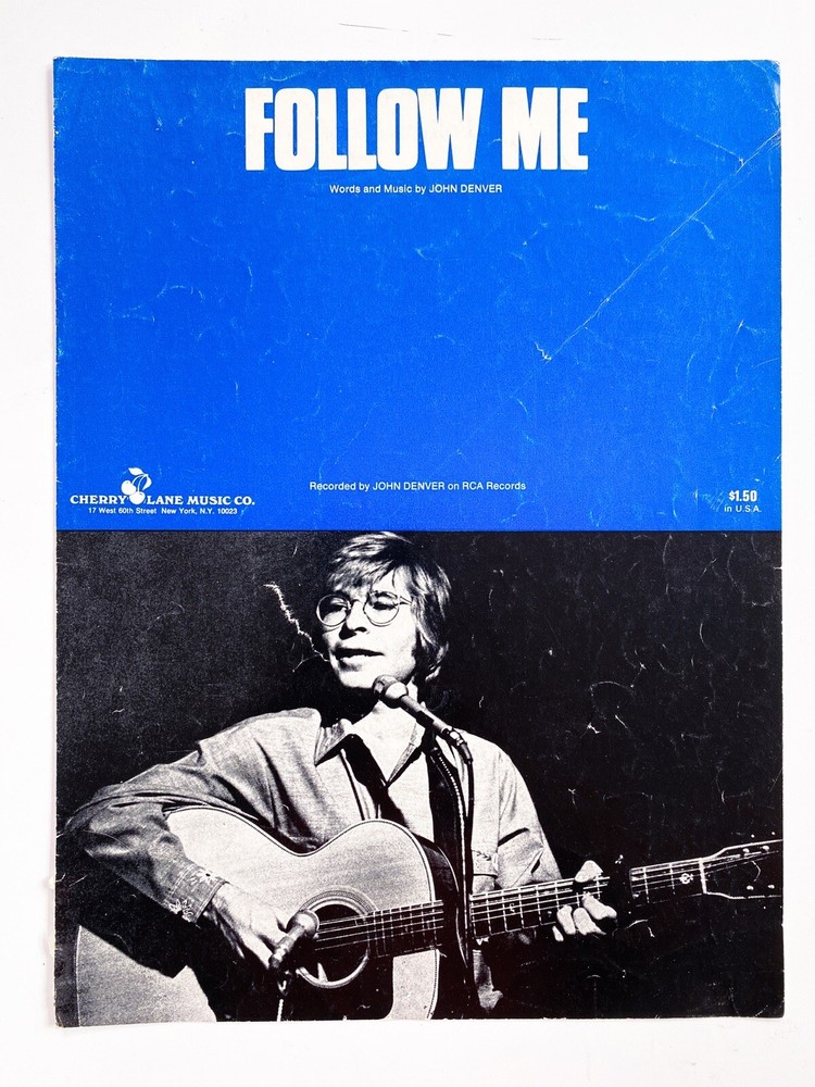 John Denver Vintage Sheet Music Follow Me 1971 Cherry Lane Music Co. RCA Records