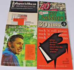 7 Vintage Piano Books + Bonus 1959 Hit Parader- Country, Pop, Jazz Standards