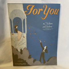 1930 For You Sheet Music Al Dubin Joe Burke M. Witmark Romance Art Deco Cover