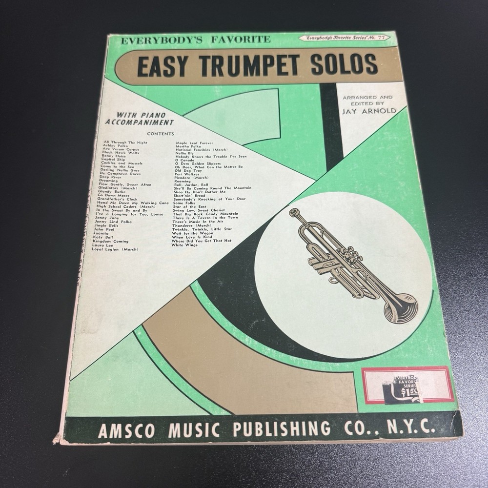 Vtg 1950 Everybody’s Favorite Easy Trumpet Solos No. 77 With Piano Acc