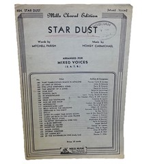1929 Star Dust Sheet Music Hoagy Carmichael Mitchell Parish SATB Mixed Voices