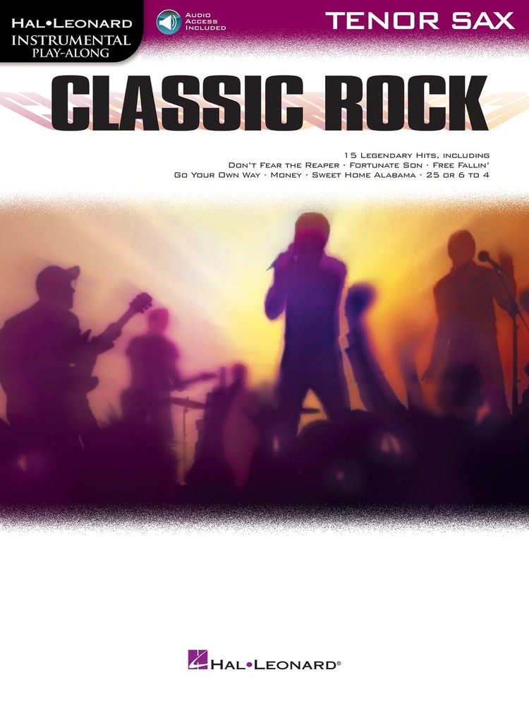 Classic Rock Tenor Sax Solo Sheet Music 15 Songs Play-Along Book Online Audio