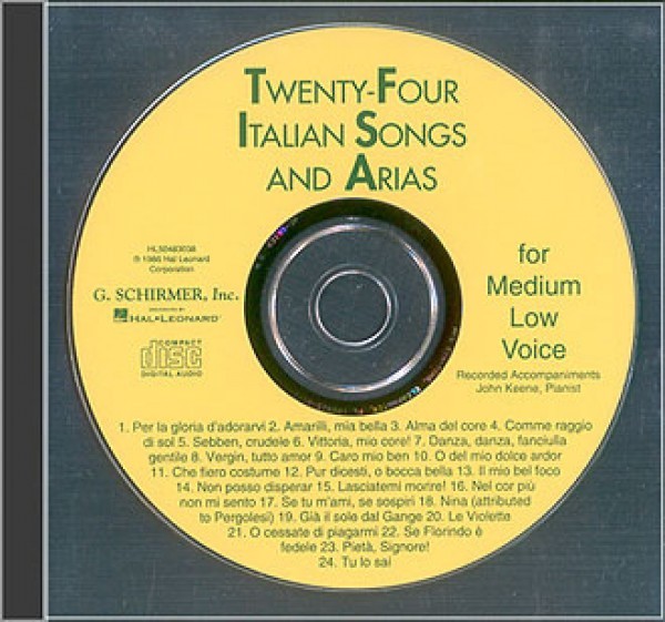24 Italian Songs and Arias Medium Low Voice Accompaniment CD 050483038
