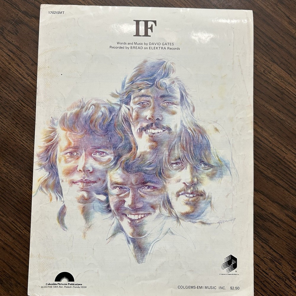 “If” – Bread- David Gates- Vintage Soft Rock Pop Sheet Music Piano Vocal Guitar