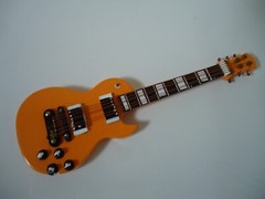 Electric Guitar Yellow Miniature & Hard Black Case Stand Musical Instrument Gift