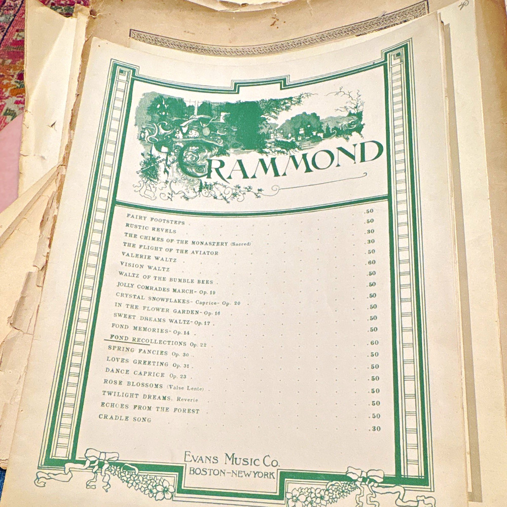 Evans Music Co. Grammond Sheet Music Catalog Page Song List & Prices