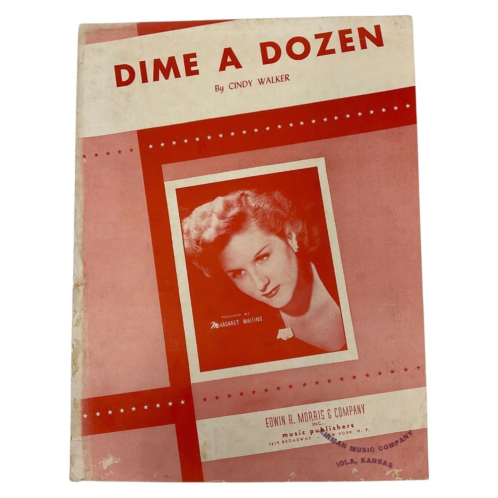 Cindy Walker Sheet Music Dime A Dozen 1949 Piano Vocal Easy Listening