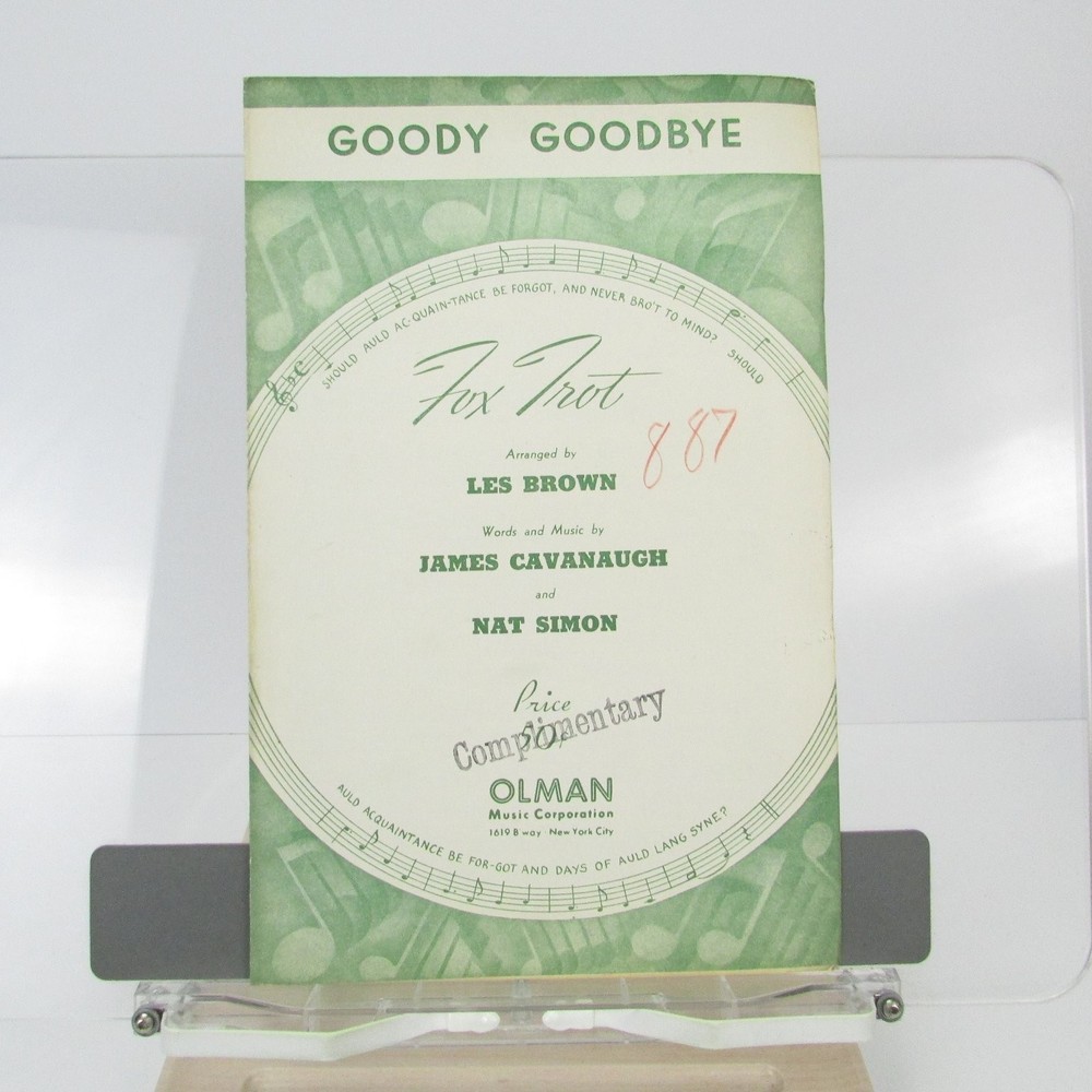 Goody Goodbye Sheet Music Fox Trot Les Brown Cavanaugh Simon Olman 1939 Guitar