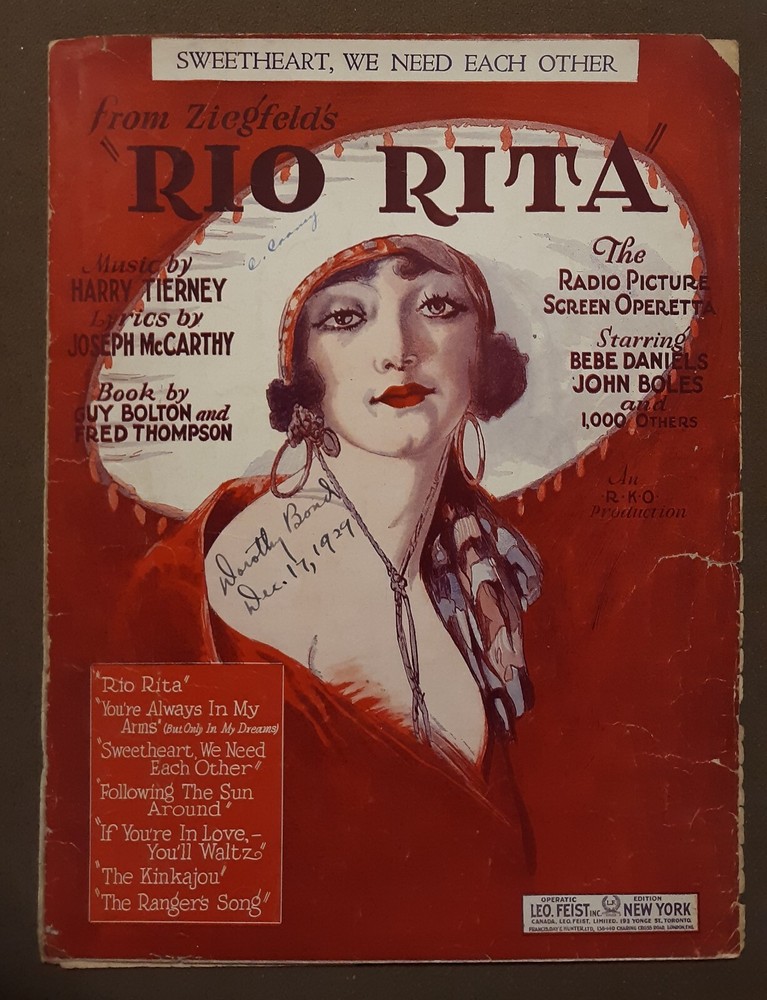 Sweetheart, We Need Each Other Piano Sheet Music by Harry Tierney 1929