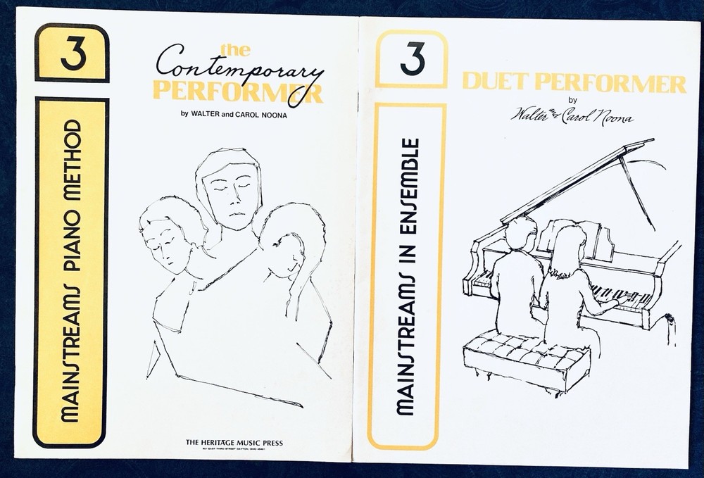 2 Mainstreams Method / Ensemble Piano Music Sheet Books Walter Carol Noona