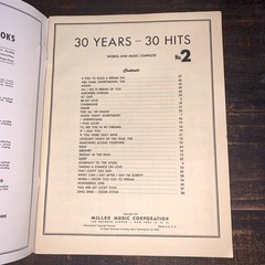 30 Years 30 Hits No. 2 Words Music Miller Sheet Music Book Piano Organ Lyrics