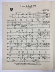 Orange Colored Sky Sheet Music By Milton Delugg & Willie Stein Frank Corp 1950
