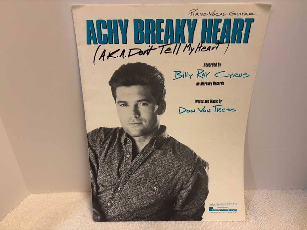 Achy Breaky Heart Sheet Music, Billy Ray Cyrus, Don Von Tress PVC 1991