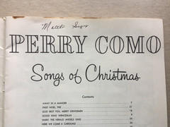 Perry Como, Songs Of Christmas Music Book, 1959