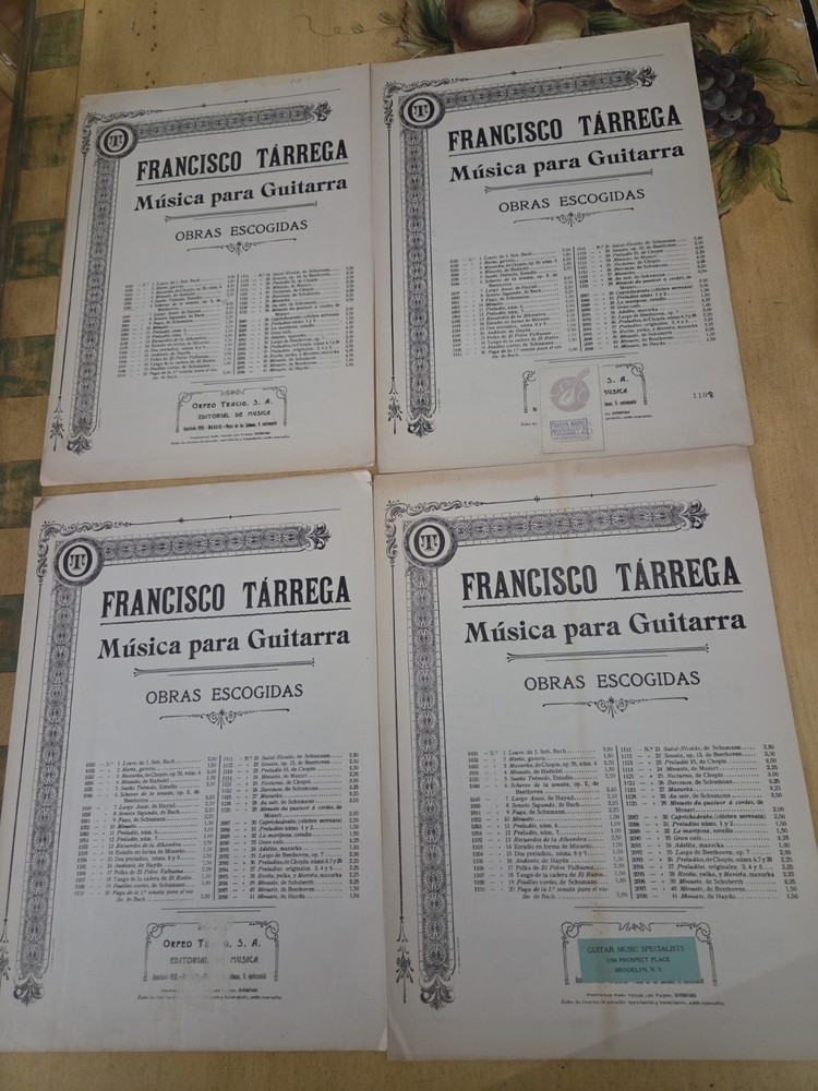 Francisco Tarrega Transcriptions For The ClassicaGuitar Rare Vintage Sheet Music
