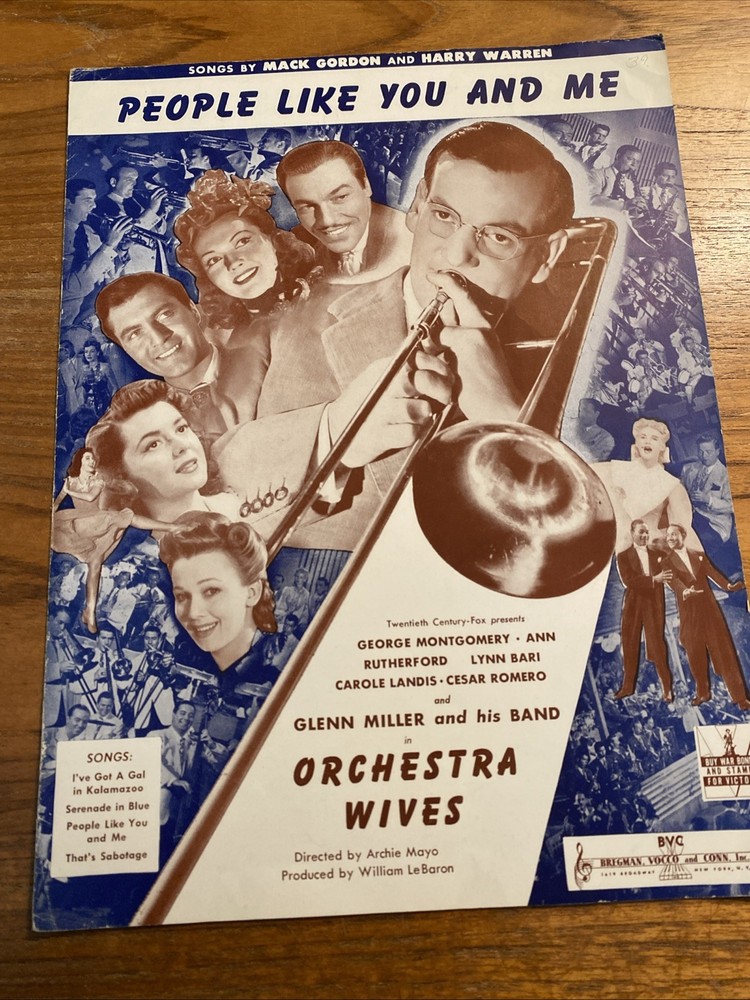 Vtg 1940s Glenn Miller Orchestra Wives Sheet Music – Kalamazoo