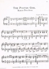 The Poster Girl March and Two-Step, Clyde M. Blazer, 1901, Antique sheet music