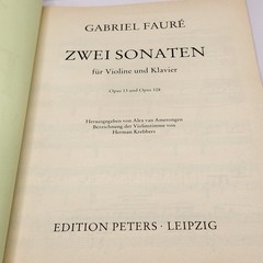 Faure Sheet Music Book Edition Peters Nr. 9891 Violinsonaten Opus 13 Opus 108