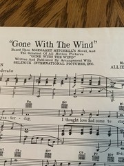 Vintage “ Gone With The Wind” Sheet Music & Lyrics, From 1939 Movie GWTW,