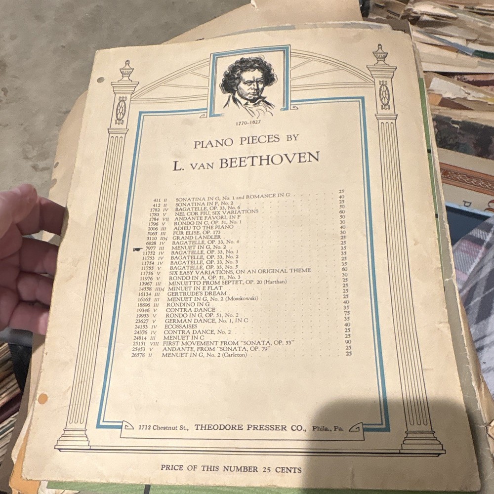Theodore Presser Beethoven Piano Pieces Sheet Music Book Classical Solo MPN 2066