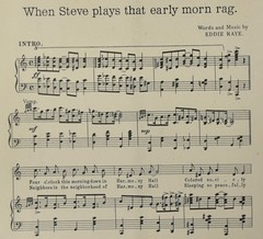 1916 WHEN STEVE PLAYS THAT EARLY MORN RAG Sheet Music EDDIE RAYE