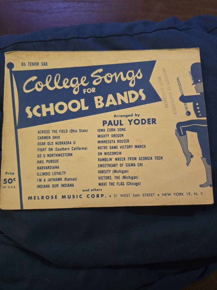 College Songs for School Bands Bb Tenor Saxophone 1951 By Paul Yoder Melrose