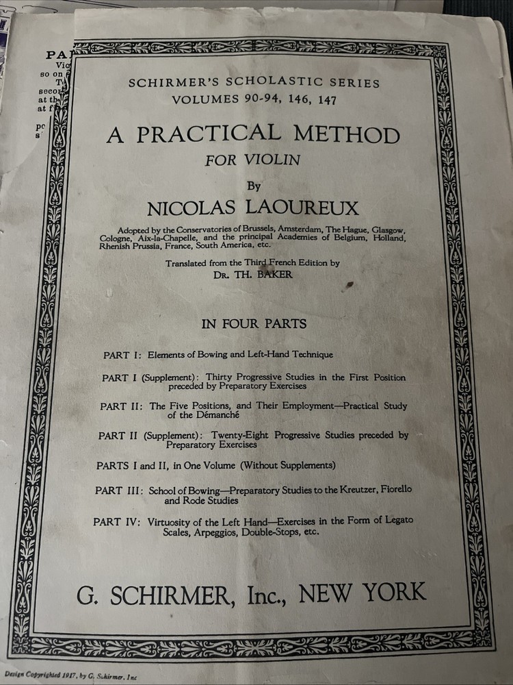 Practical Method Violin Nicolas Laoureux Part 2 Schirmer Scholastic Series