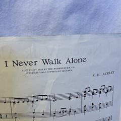 I Never Walk Alone Piano Sheet Music Ackley 1952 Rodeheaver Co. Gloria Roe Cover