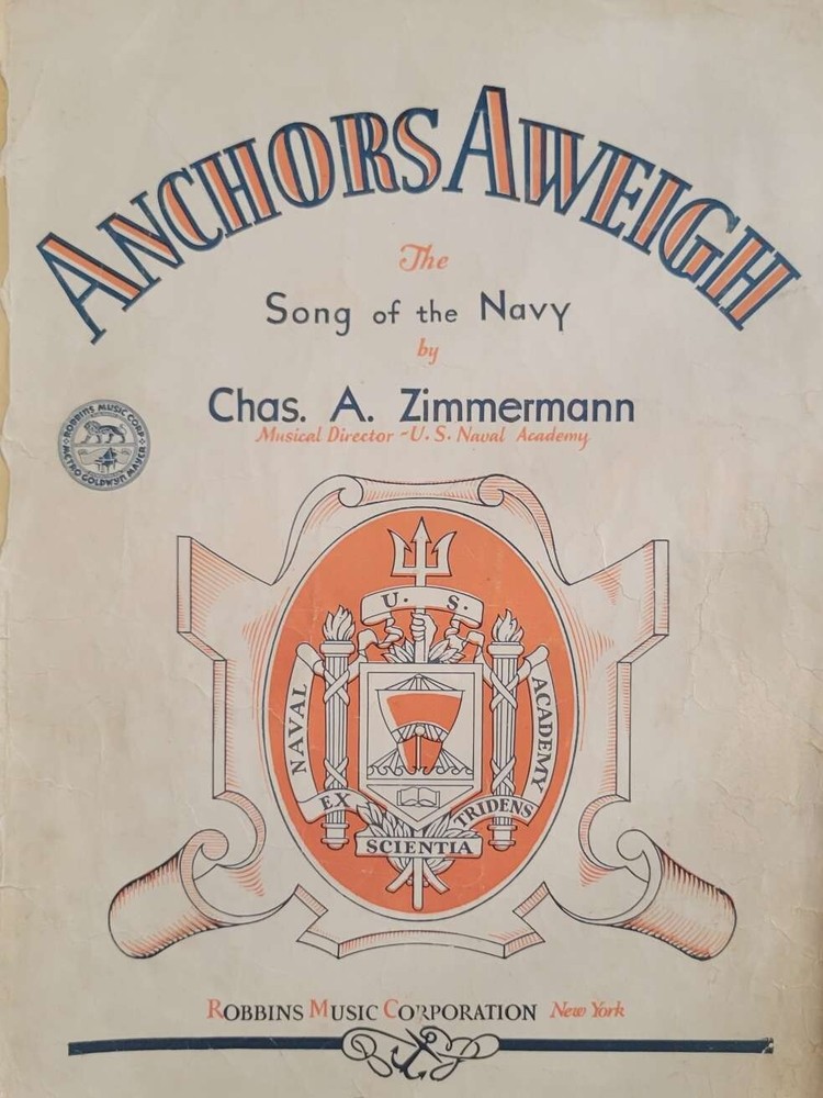 ANCHORS AWEIGH Piano Sheet Music with Lyrics and UKE Tabs 1930